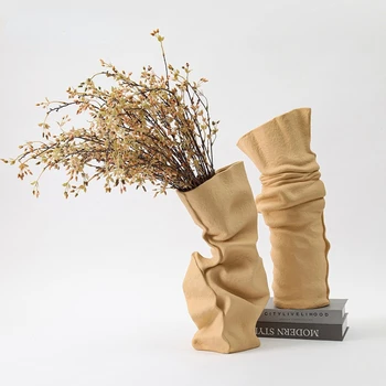 Ретро-ваза Morandi в скандинавском стиле, американская Классическая Керамическая имитация гидропоники, Складная Художественная Ваза, украшения, Ваза для сушеных цветов