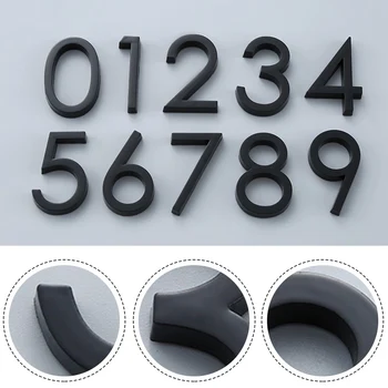 Наклейка с номером из 1 предмета с клеем 60 мм Глянцевый 3D дверной номерной знак Черного цвета для наружного домашнего использования, аксессуары для декора гостиничного номера