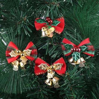 Рождественская елка с бантом-колокольчиком, украшение для рождественской елки / Рождественский льняной колокольчик с маленьким бантом, украшение для рождественской елки-колокольчика для