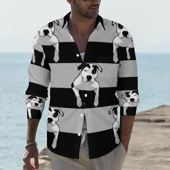 Рубашка для Стаффордширского бультерьера, Повседневные рубашки для собак, Блузки с рисунком Y2K с длинным рукавом, Осенняя мода, Одежда Оверсайз