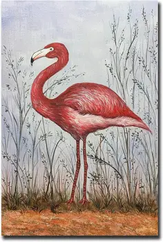 Современная абстрактная настенная живопись с птицами, яркий фламинго, ручная роспись маслом, животные на холсте для гостиной, украшения спальни