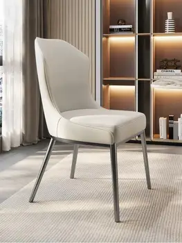 Легкий Роскошный Итальянский Кожаный обеденный стул для взрослых, современный простой обеденный стол и стул, минималистичный Дизайнерский Серый