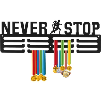 Вешалка для медалей Настенный железный стеллаж для медалей Декоративный черный держатель для медалей с вдохновляющими словами 30-45 Медалей