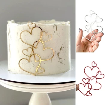Новый Акриловый Топпер Для Торта С Днем Рождения Золотое Сердце IDY Свадебная Вечеринка Топперы для Кексов на День Святого Валентина Подарок Украшение Десерта