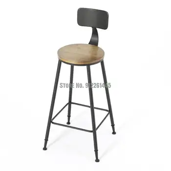 Барный стул из массива дерева, современный простой персонализированный барный стул, барный стул, барный стул, железный высокий стул