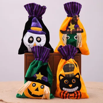 Декоративные принадлежности для Хэллоуина, Нетканая креативная сумочка, детская праздничная подарочная сумка из тыквы, праздничное платье