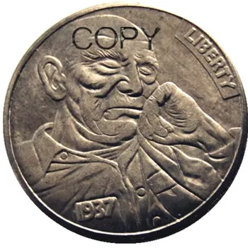BU (26) Hobo Nickel 1937-D Трехногий Буйволиный Никель Редкий Креативный череп Инопланетяне Забавная копия монеты