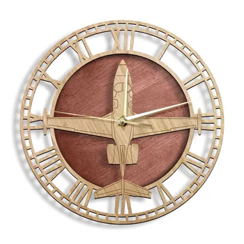 Настенные часы модели самолета Eclipse 500/550, Часы с резьбой по дереву, Классические Настенные Часы для боевых самолетов, Домашний Декор военных Пилотов