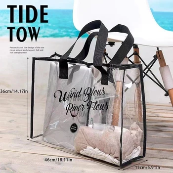 Женская новая водонепроницаемая прозрачная сумка, портативная пляжная сумка, пластиковый пакет большой емкости, модная сумка для покупок на плечо для девочек-желе