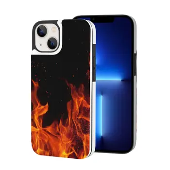Горящее пламя с чехлом-бумажником для iPhone 13 с держателем для карт, чехлом-подставкой из искусственной кожи с отделениями для карт, прочным противоударным чехлом