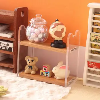Реалистичная мебель для мини-кукольного домика, реалистичная книжная полка для кукольного домика, изысканный миниатюрный стеллаж для хранения в спальне для кукольного домика