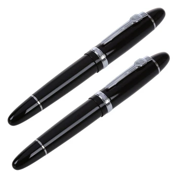 2X Перьевая ручка толщиной 159 мм с черным и серебряным пером M для подарков и украшений, США