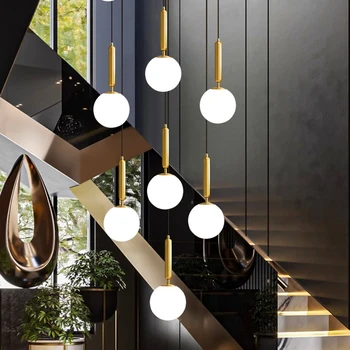 Светодиодная художественная люстра, подвесной светильник, декор комнаты, столовая в скандинавском стиле, подвесная гостиная на лестнице в помещении