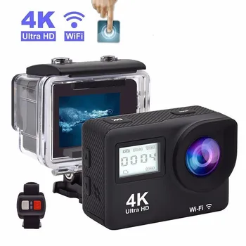 Экшн-Камера 4K Ultra HD Touch Double LCD WiFi 20MP 170D 30m Go Водонепроницаемая Видеокамера Pro Sport DV Для Шлема с Дистанционным Управлением