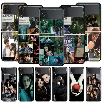 Чехол для телефона Twilight Saga Samsung Galaxy Z Flip 4 5 3 Раза Черный Жесткий Чехол для Samsung Z Flip5 Cover Couqe Funda Бампер