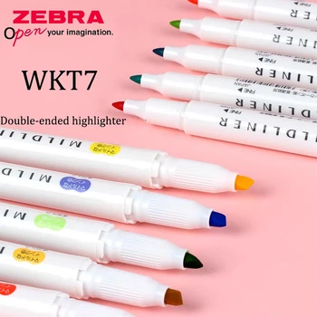 двусторонний хайлайтер Japan Zebra WKT7, штрихи маркером Сосредоточены на ручном счете, пастельных тонах, канцелярских принадлежностях для студентов