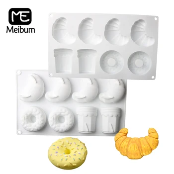 Meibum, 8 ячеек, дизайн круассанов и пончиков, Силиконовая форма для торта, форма для муссового торта, Пищевая форма для выпечки десертов, Кухонные инструменты для выпечки