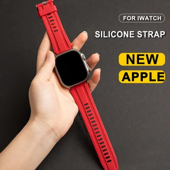 Спортивный Силиконовый Ремешок для Iwatch Band 44 мм 45 мм 40 мм 41 мм 49 мм 38 мм 42 мм Ремень для Apple Watch 8 7 Series 6 SE 5 4 3 Браслет