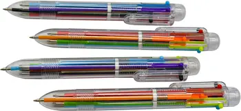 50 шт. Многоцветная шариковая ручка разных цветов 6 в 1, выдвижные шариковые ручки для гладкого письма, канцелярские принадлежности