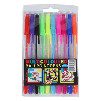10шт Набор цветов Шариковая ручка с наконечником 1,0 мм, разноцветная шариковая ручка, канцелярские принадлежности для письма и рисования, канцелярские принадлежности для школьников, подарки для детей