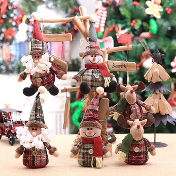 2023 Милый Рождественский Санта Снеговик Олень Кукольное украшение Кукольный подарок Рождественская елка Подвесное украшение Новогоднее Рождественское украшение для дома