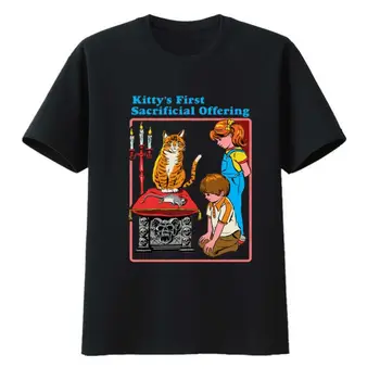 Kitty's First Sacrificial Offering Хлопчатобумажные футболки Pride Humor Top Y2k Clothing Мужская Футболка Мужская Летняя С коротким рукавом и принтом Cool