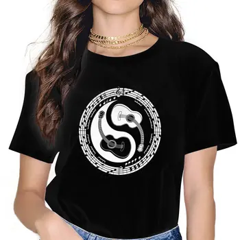 Женская футболка Yin Guitation, повседневная футболка в стиле гитарного рока, футболка с коротким рукавом и круглым вырезом, идея подарка, одежда
