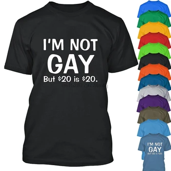 Я не гей, Но 20 Долларов-это 20 Долларов ФУТБОЛКА Funny Party Tee Shirt Лучшая