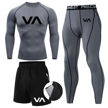 Мужской компрессионный комплект для ММА, длинная облегающая футболка, спортивный костюм, мужские брюки для тренировок, рашгард для бодибилдинга, мужской спортивный костюм
