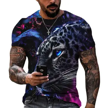 Тигр, сражающийся с животным, Зверь, Свирепый Лев/леопардовая футболка с 3D принтом, мужские топы с коротким рукавом, футболки оверсайз, мужская дизайнерская одежда