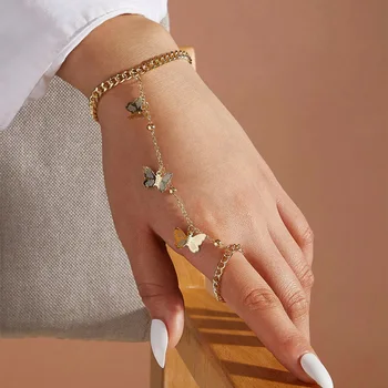 Модное кольцо-цепочка с подвеской на палец для женщин, Богемный стиль, Регулируемые браслеты с подвесками, Модный подарок для вечеринки для девочек