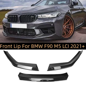 Сухие карбоновые разветвители передних губ для BMW 5 серии F90 M5 LCI 2021 + защита переднего бампера автомобиля, 3 шт./компл.