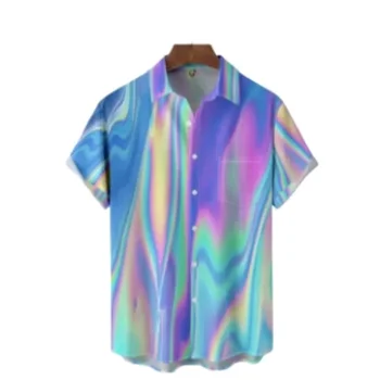 Мужские летние Гавайские пляжные рубашки с 3D-печатью, роскошная дизайнерская винтажная одежда, Негабаритный Нерегулярный узор, Y2k, Цветочный панк