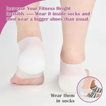 Силиконовые невидимые внутренние стельки, увеличивающие рост, носки, наружная защитная накладка для ног, мужская Женская подушка для пяток, скрытая стелька