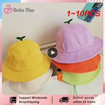1-10 шт. Весенняя кепка-ведро для малышей с проростком, детские рыбацкие шляпы на шнурке, хлопковая пляжная кепка от солнца для мальчиков и девочек, Детская Зеленая