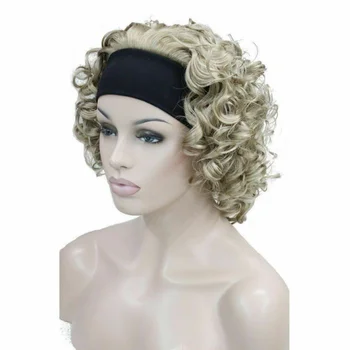 Короткая Кудрявая повязка на голову 12-дюймовые парики Bla Blonde Женские волосы из высокотемпературного волокна
