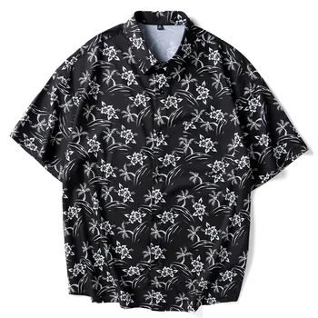 Повседневные праздничные мужские рубашки BROWON 2023, гавайская рубашка с коротким рукавом и модным принтом, мужские ретро Свободные пляжные рубашки с отложным воротником
