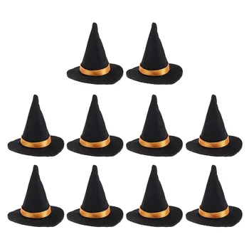10 шт Мини-шляпа Ведьмы, украшение для бутылок, Праздничные принадлежности, Одежда для Хэллоуина, Украшения, Красная обложка, Фетровые принадлежности, Детская Лолита