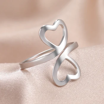VASSAGO Fashion Выдалбливают женское кольцо Double Love Из нержавеющей стали, Подарок на годовщину вечеринки, Ювелирные Аксессуары