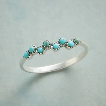 Винтажное Круглое кольцо с инкрустацией из синего камня, классические модные Вечерние кольца серебристого цвета, индивидуальные Вечерние кольца для женщин, ювелирные изделия