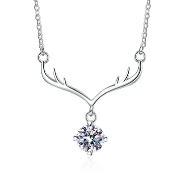 Отличная огранка, Муассанитовые подвески цвета D, ожерелье, Прошедшее Алмазный тест, Муассанитовое ожерелье в форме Оленя, Ювелирные изделия для женщин