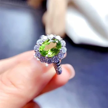 Новое кольцо из натурального перидота, изготовленное из настоящего серебра 925 пробы, инкрустация seiko, простое и милое