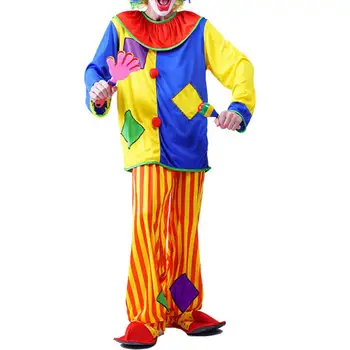 Комплект костюмов клоуна для взрослых, Дышащий, удобный в носке, яркий цветной Костюм для косплея Джокера, брюки с эластичным поясом, костюм