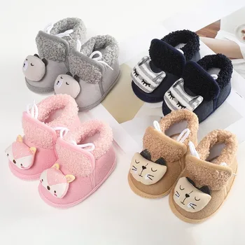 детская хлопчатобумажная обувь для детей 0-1 лет, зимняя детская обувь для мальчиков и девочек, замшевые носки, обувь для прогулок на мягкой подошве