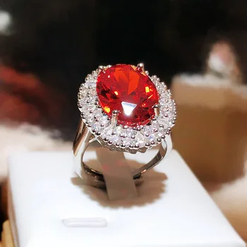 Классическое серебряное кольцо 925 пробы с ослепительным блеском Циркона, Рубиновые кольца овальной формы для женщин, изысканные свадебные кольца-обещания, подарки для вечеринок, ювелирные изделия