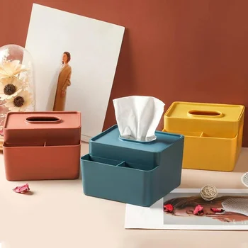 Многофункциональная пластиковая коробка для салфеток в Скандинавском стиле, органайзер для бумажной ткани, декор домашнего стола