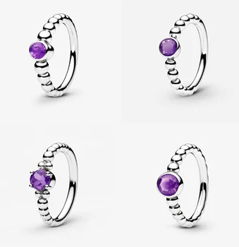 Кольцо-шарм Pandora с Фиолетовым Аметистом из стерлингового серебра S925 пробы в стиле поп-арта с контурной растушевкой для уникального образа