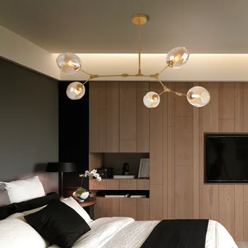 Подвесной светильник Nordic E27 для гостиной, столовой, спальни на вилле, Люстра из стекла, индивидуальный Креативный подвесной светильник для домашнего декора