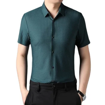 2023 новая летняя повседневная рубашка в клетку с короткими рукавами для мужчин, облегающие рубашки в клетку для мужчин, G6615