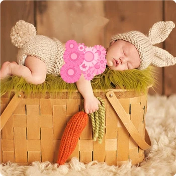 Детская одежда для фотосъемки, Костюм Кролика, Шляпа и штаны, игрушка-морковка, Одежда для фотосъемки новорожденных P31B